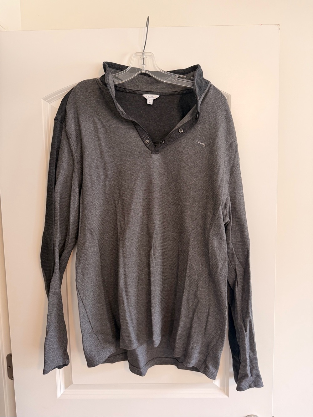 Calvin Klein Men's Charcoal Gray Zip-Style Knit Pullover